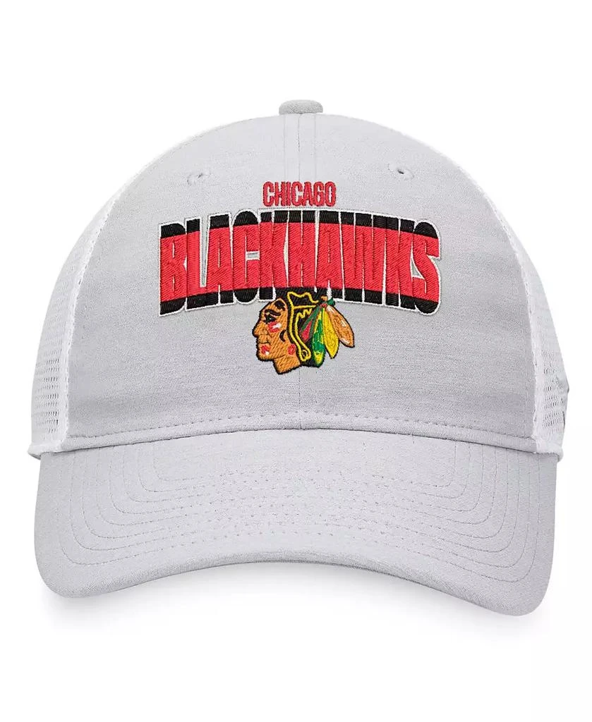 商品Fanatics|Men's Heather Gray, White Chicago Blackhawks Team Trucker Snapback Hat,价格¥167,第4张图片详细描述