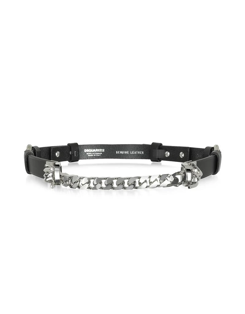 商品DSquared D二次方|Babe Wire 黑色皮革和银色调金属女士腰带,价格¥960,第2张图片详细描述