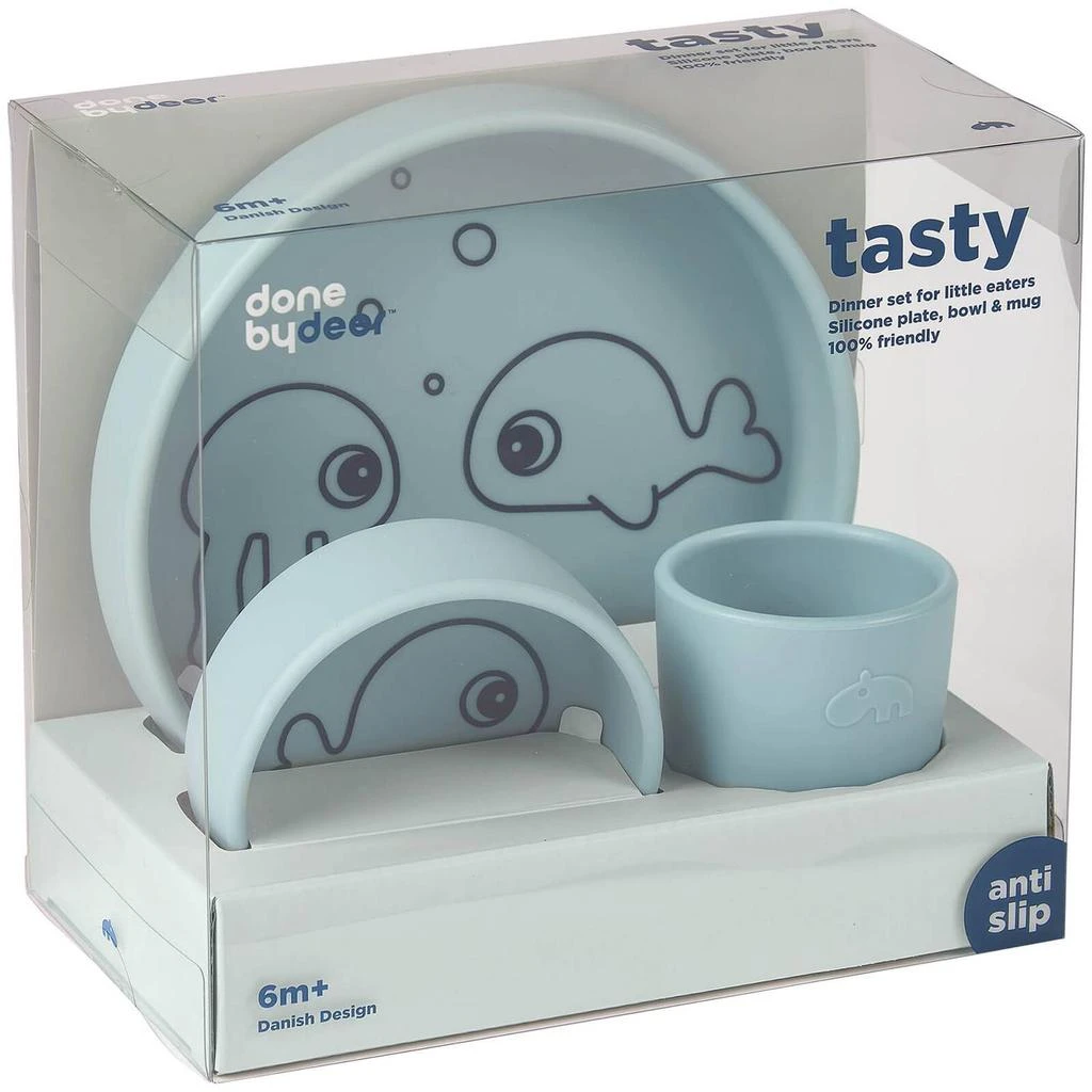 商品Done by Deer|Done by Deer Silicone Dinner Set - Sea Friends - Blue,价格¥155,第2张图片详细描述