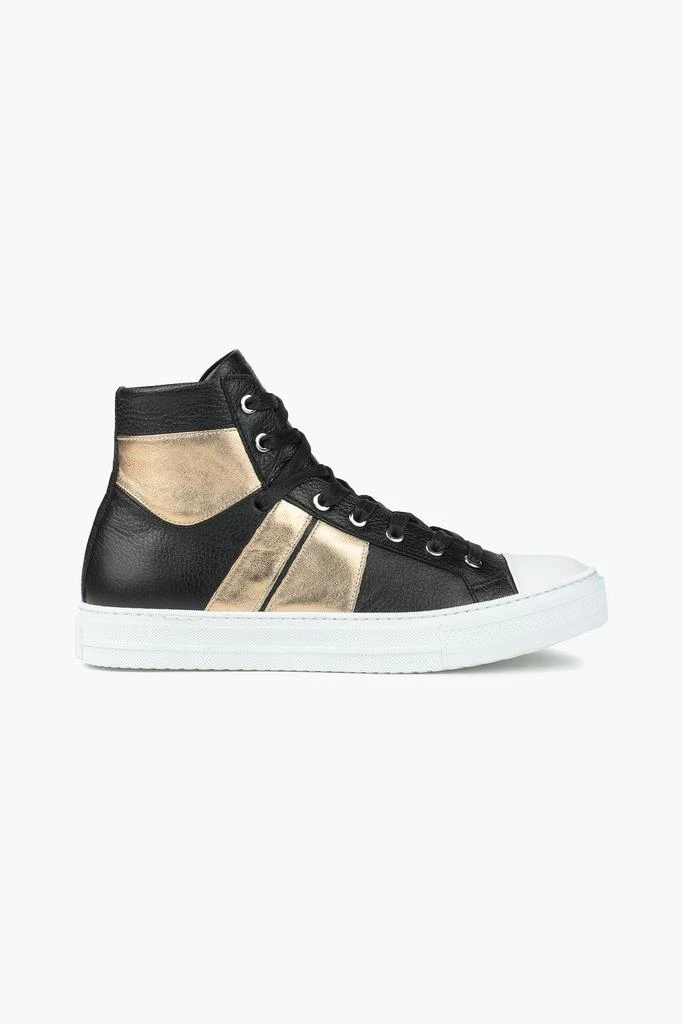 商品AMIRI|Two-tone metallic textured-leather high-top sneakers,价格¥893,第1张图片