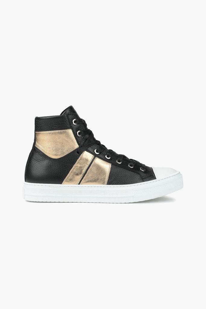 商品AMIRI|Two-tone metallic textured-leather high-top sneakers,价格¥1953,第1张图片