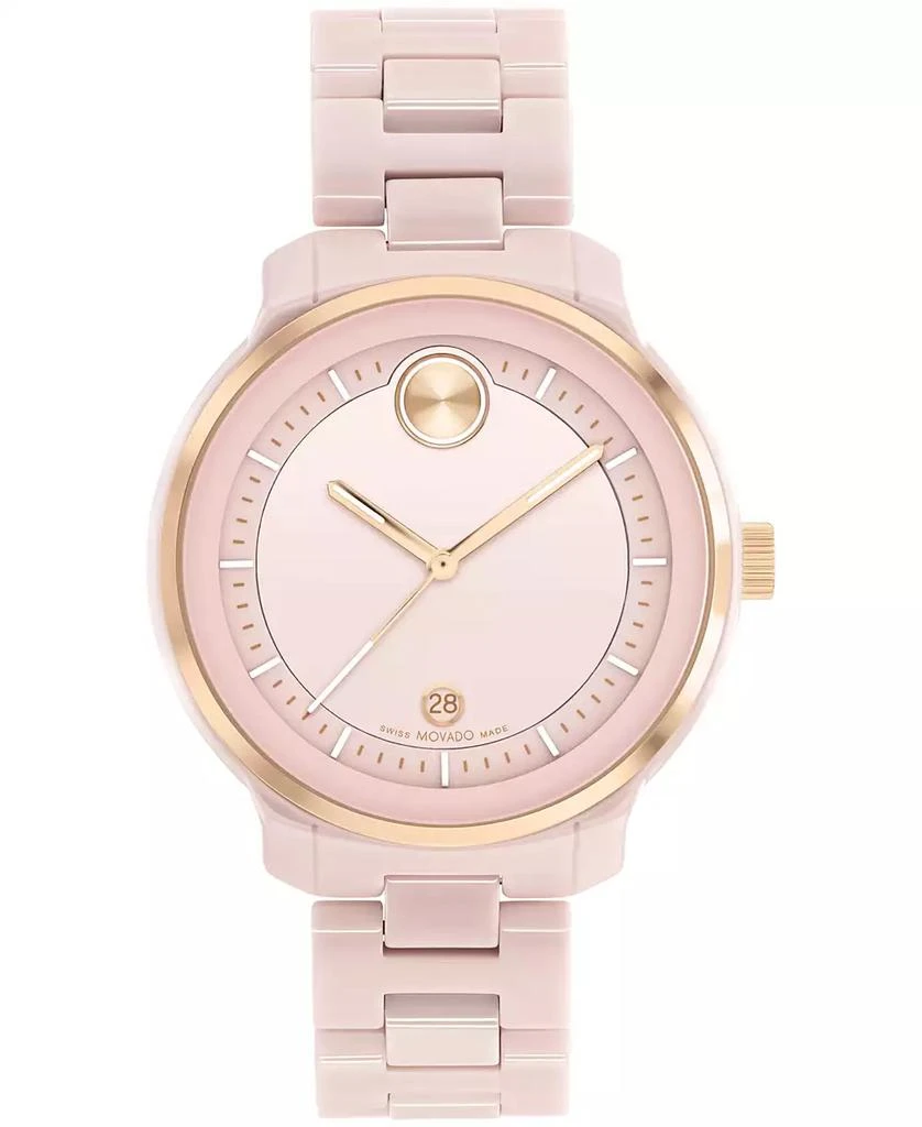 商品Movado|Women's Bold Verso Swiss Quartz Blush Ceramic Bracelet Watch 39mm,价格¥4705,第1张图片