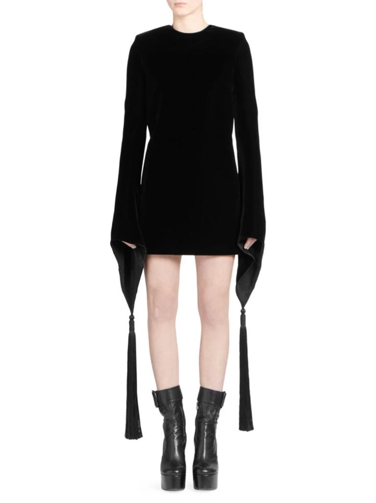 商品Yves Saint Laurent|Saint Laurent - Bell Sleeve Velvet Mini Dress,价格¥7983,第3张图片详细描述