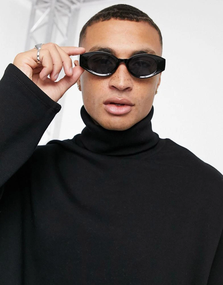 商品ASOS|ASOS DESIGN frame mid oval sunglasses with smoke lens in black,价格¥38,第4张图片详细描述