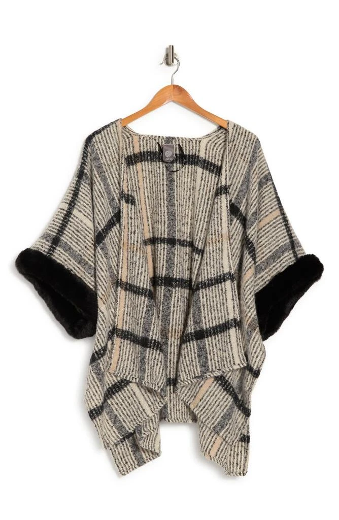 商品Vince Camuto|Grid Stripe Faux Fur Trim Topper,价格¥228,第2张图片详细描述