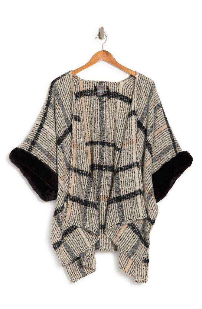 商品Vince Camuto|Grid Stripe Faux Fur Trim Topper,价格¥221,第4张图片详细描述