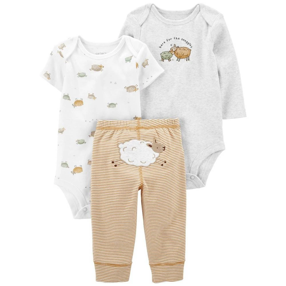 商品Carter's|Baby Boys or Baby Girls Lamb Bodysuits and Pants, 3 Piece Set,价格¥180,第1张图片