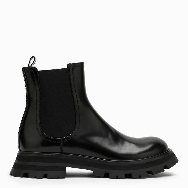 商品Alexander McQueen|Black leather beatles boot,价格¥3927,第1张图片