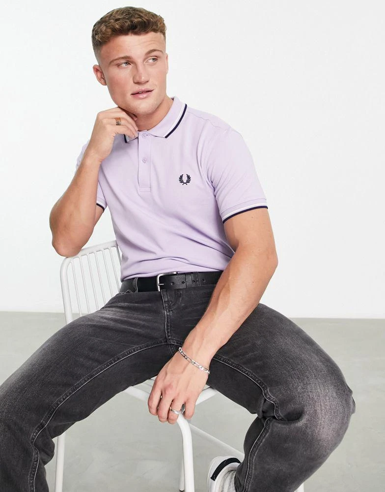 商品Fred Perry|Fred Perry twin tipped polo shirt in lilac,价格¥727,第1张图片