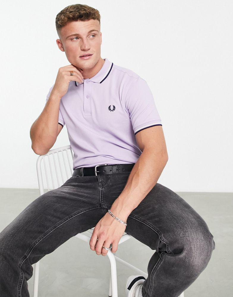 商品Fred Perry|Fred Perry twin tipped polo shirt in lilac,价格¥611,第1张图片