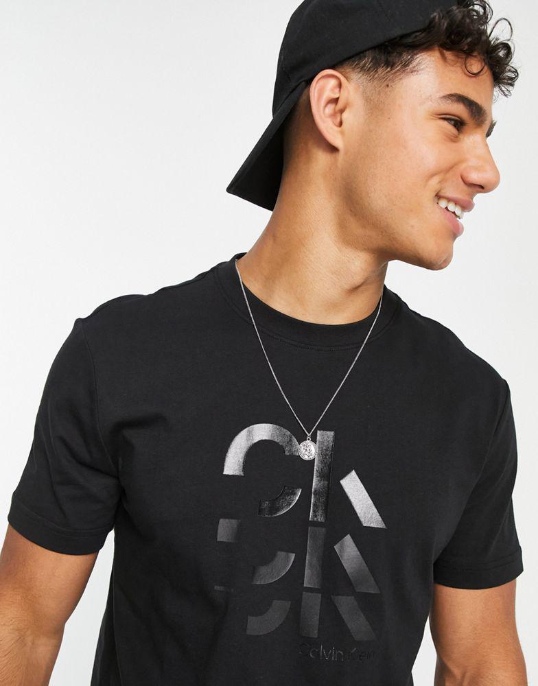 Calvin Klein triple large logo t-shirt in black商品第3张图片规格展示