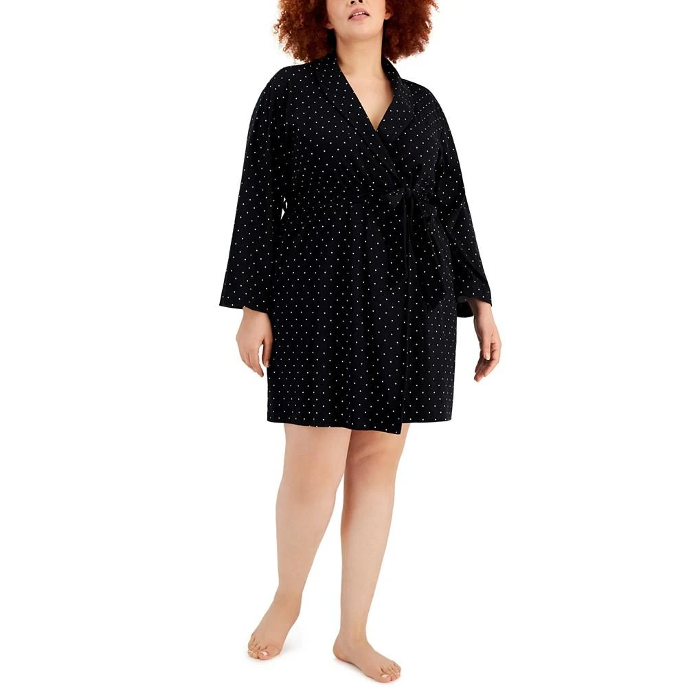 商品Charter Club|Plus Size Dot-Print Short Cotton Wrap Robe, Created for Macy's,价格¥39,第1张图片