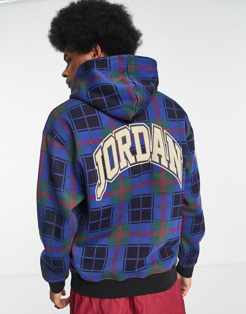 Jordan essentials hoodie in noble green check with back embroidery商品第3张图片规格展示