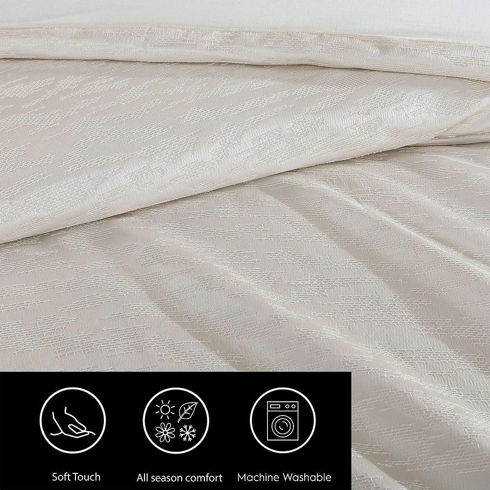 Illusion Textured 3 Piece Duvet Cover Set, Queen 商品
