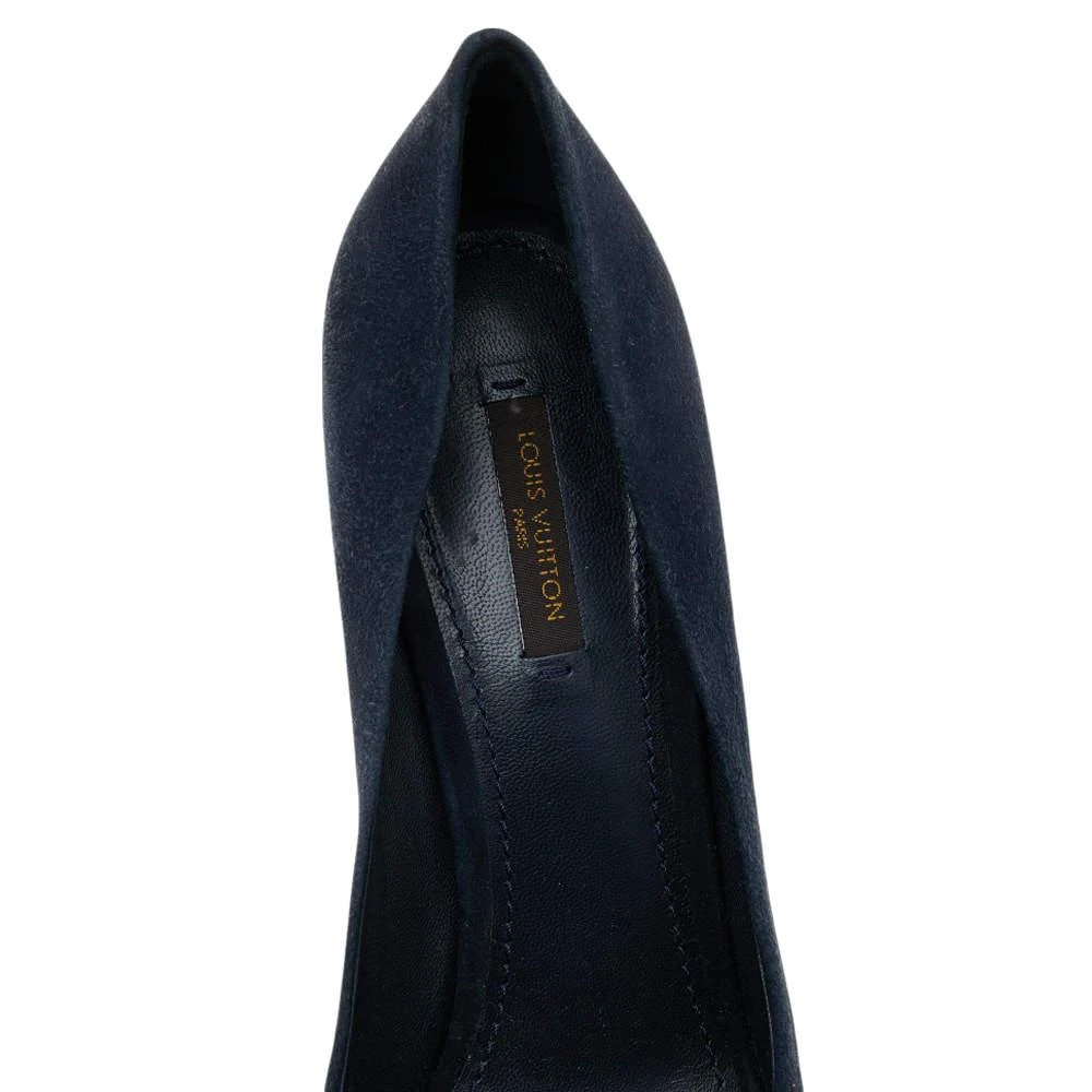 Louis Vuitton Navy Blue Suede Catania Peep Toe Platform Pumps Size 40 商品