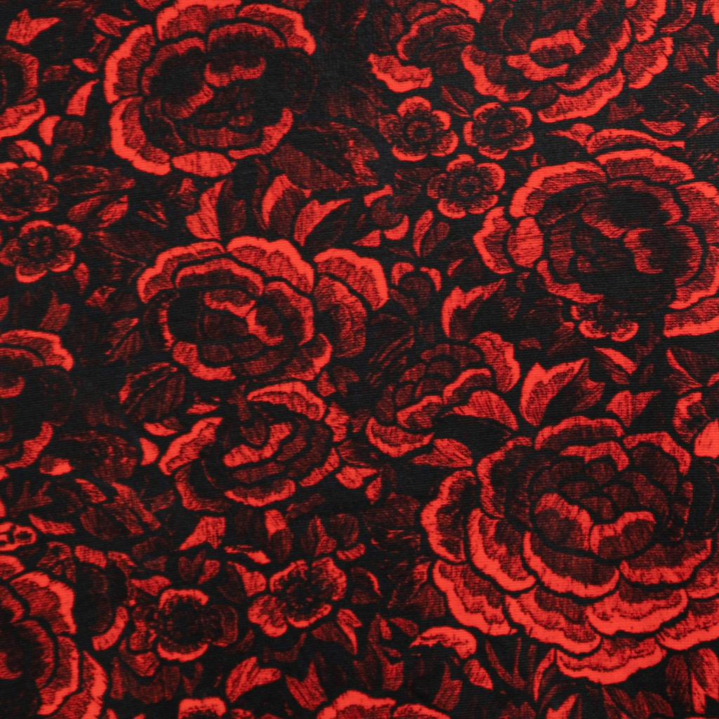 Just Cavalli Red & Black Floral Printed Jersey Midi Skirt XL商品第3张图片规格展示