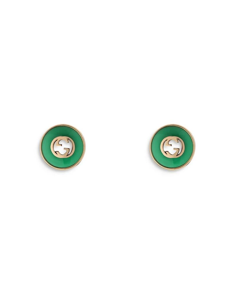 商品Gucci|18K Rose Gold Interlocking Green Agate Circle Stud Earrings,价格¥16233,第1张图片