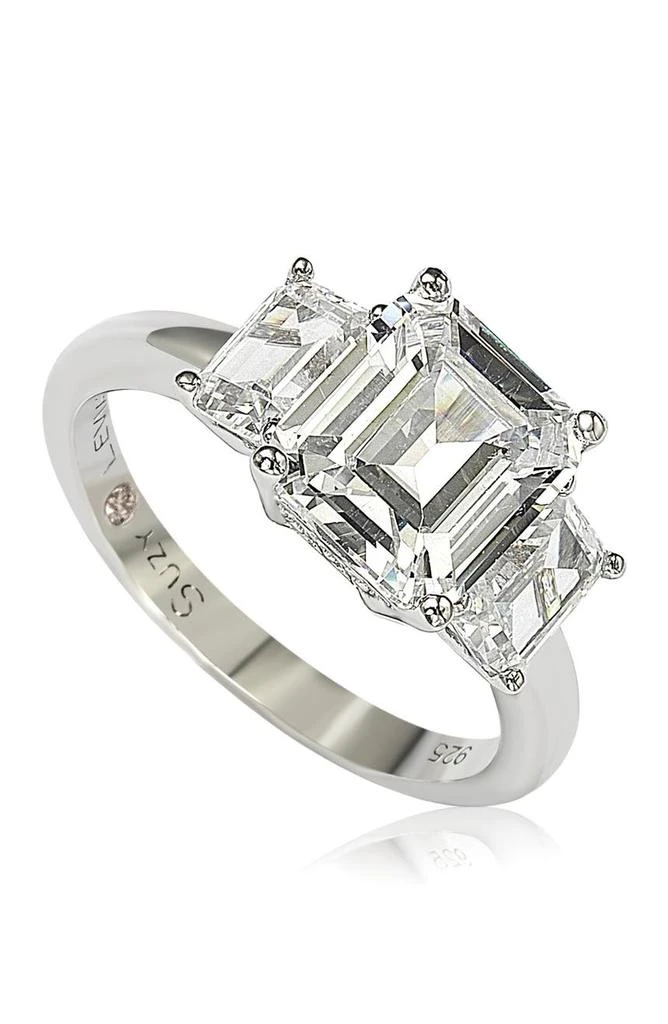商品Suzy Levian|Emerald-Cut 3-Stone CZ Bridal Ring,价格¥745,第2张图片详细描述