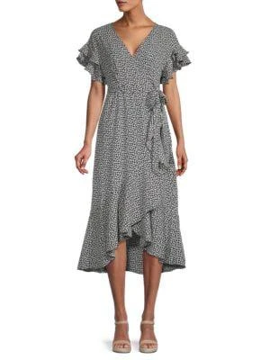 商品Max Studio|Print Ruffle Wrap Dress,价格¥180,第1张图片