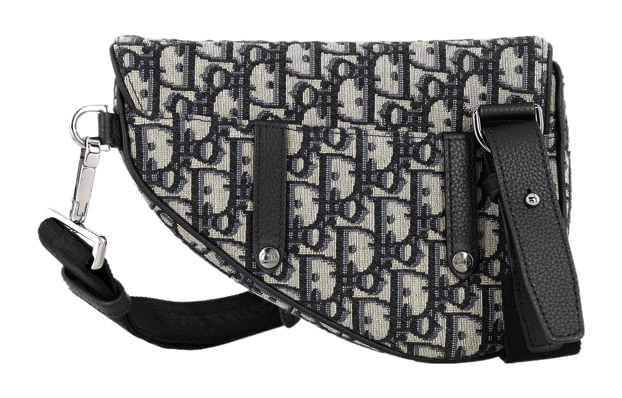 商品[国内直发] Dior|迪奥 Saddle 斜纹提花老花满印 刺绣皮革 马鞍包单肩手提斜挎包 迷你 男女同款情侣款 米色/黑色,价格¥18564,第4张图片详细描述