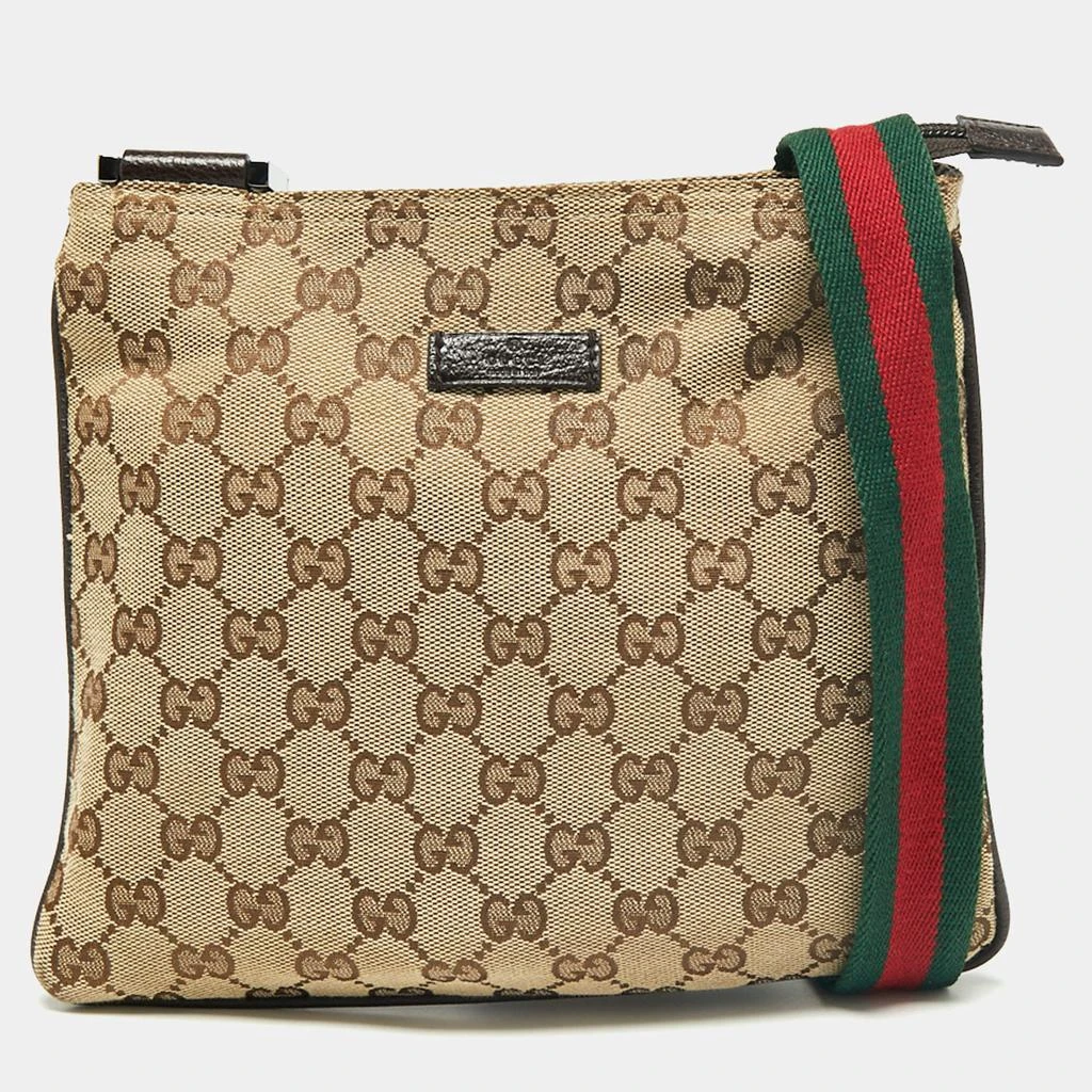 商品[二手商品] Gucci|Gucci Beige GG Canvas And Leather Web Messenger Bag,价格¥4828,第1张图片
