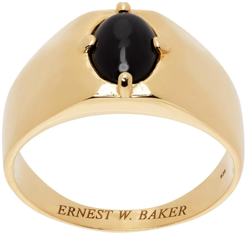 商品Ernest W. Baker|Gold Onyx Stone Signet Ring,价格¥795,第1张图片