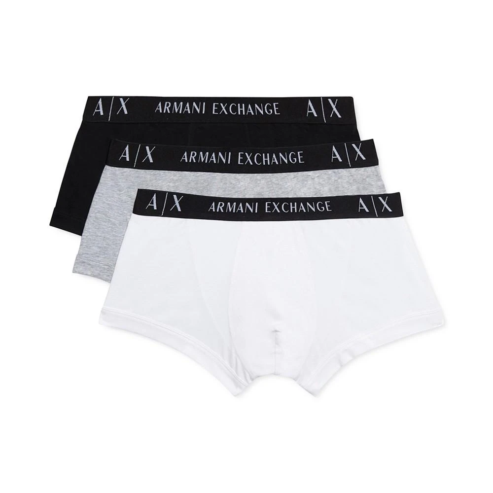 商品Armani Exchange|Men's 3-Pk. Monogram Waistband Trunks,价格¥135,第3张图片详细描述