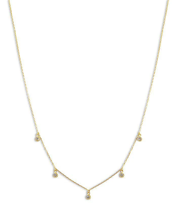 商品Argento Vivo|Cubic Zirconia Shaky Charm Statement Necklace in 14K Gold Plated Sterling Silver, 16"-18"  ,价格¥217,第1张图片