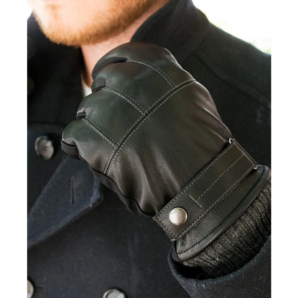 商品Isotoner Signature|Men's Insulated Faux-Leather Touchscreen Gloves,价格¥283,第2张图片详细描述