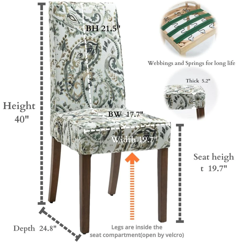 商品Simplie Fun|Cover Removable Interchangeable and Washable Taupe Cashew Fabric Upholstered Parsons Chair,价格¥1395,第2张图片详细描述