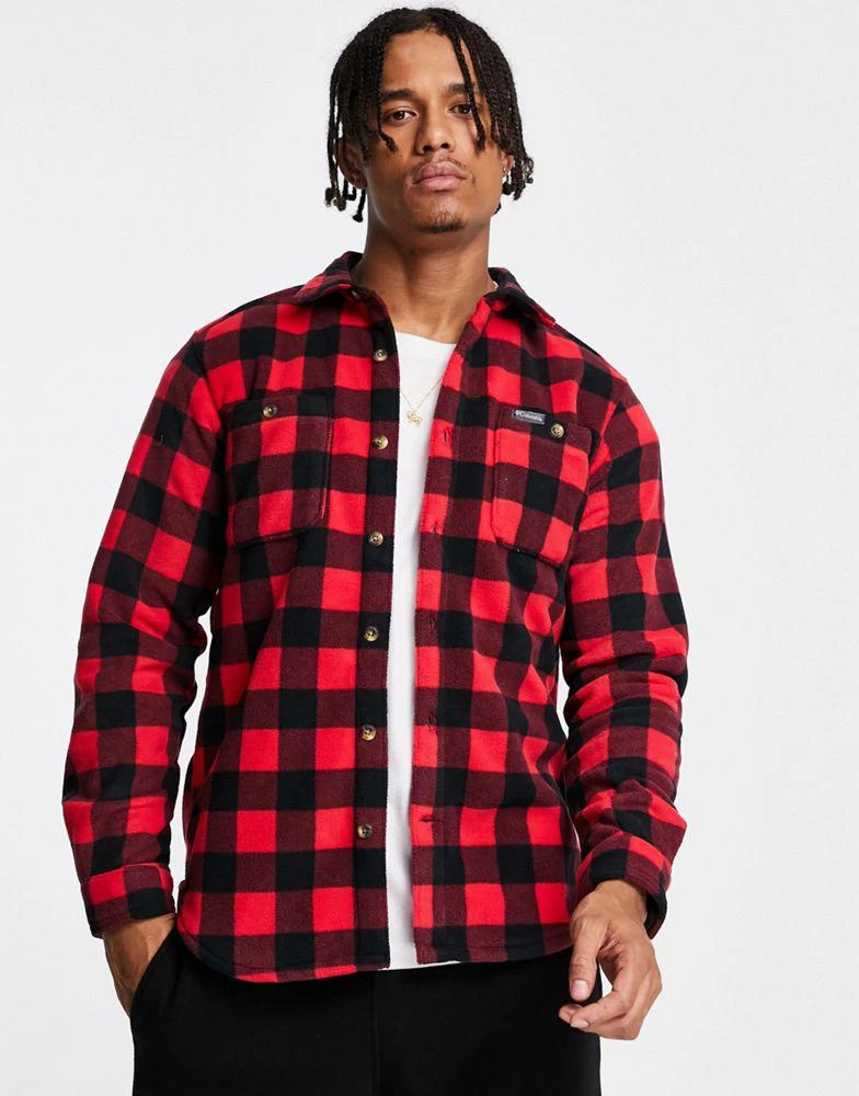 商品Columbia|Columbia Flare Gun fleece overshirt in red mountain check,价格¥774,第1张图片