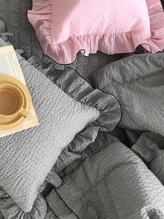 商品SHAREROOM|Ripple Frill Comforter Bedding_Charcoal (S/Q/K),价格¥1654,第4张图片详细描述