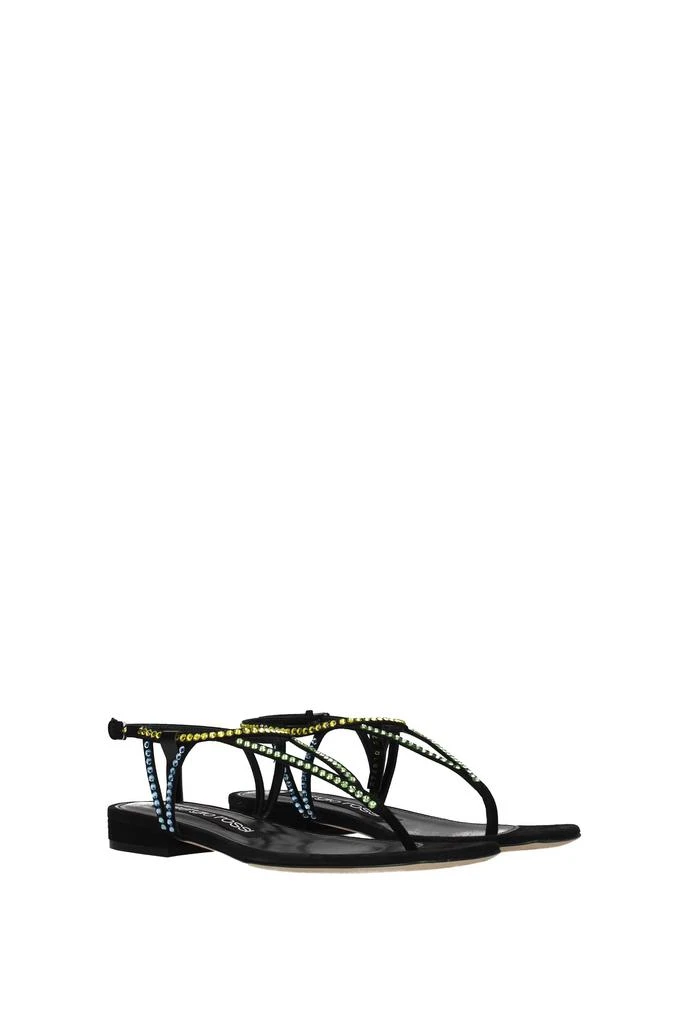 商品Sergio Rossi|Flip flops godiva Suede Black Multicolor,价格¥2661,第2张图片详细描述
