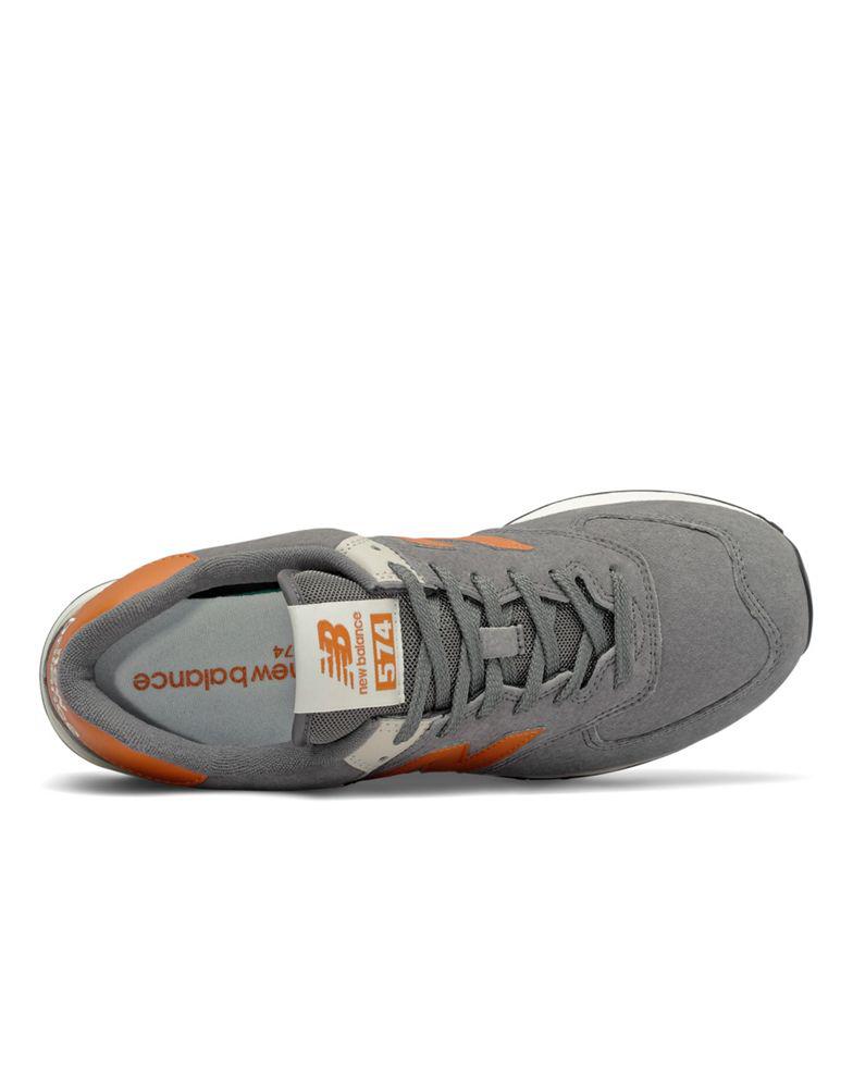 New Balance 574 trainers in grey and orange商品第4张图片规格展示