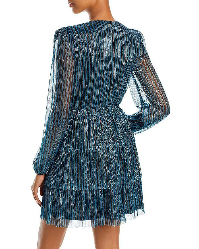 商品AQUA|Metallic Stripe Tiered Mini Dress - 100% Exclusive,价格¥183,第3张图片详细描述