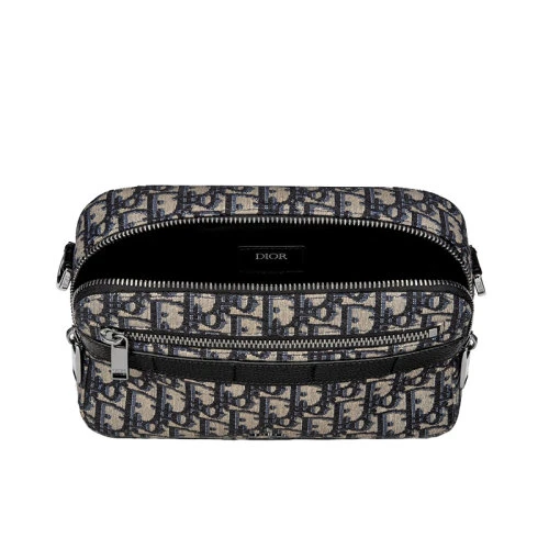 【包税】DIOR/迪奥 SAFARI系列 男士黑米色经典老花帆布配粒面小牛皮斜挎单肩包 1ESPO206YKY_H27E 商品