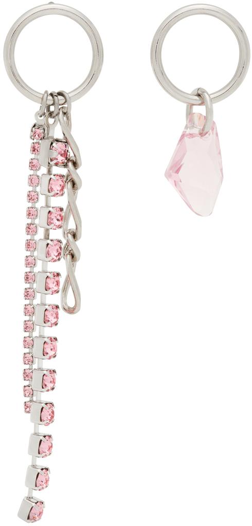 SSENSE Exclusive Silver & Pink Ewan Earrings商品第1张图片规格展示