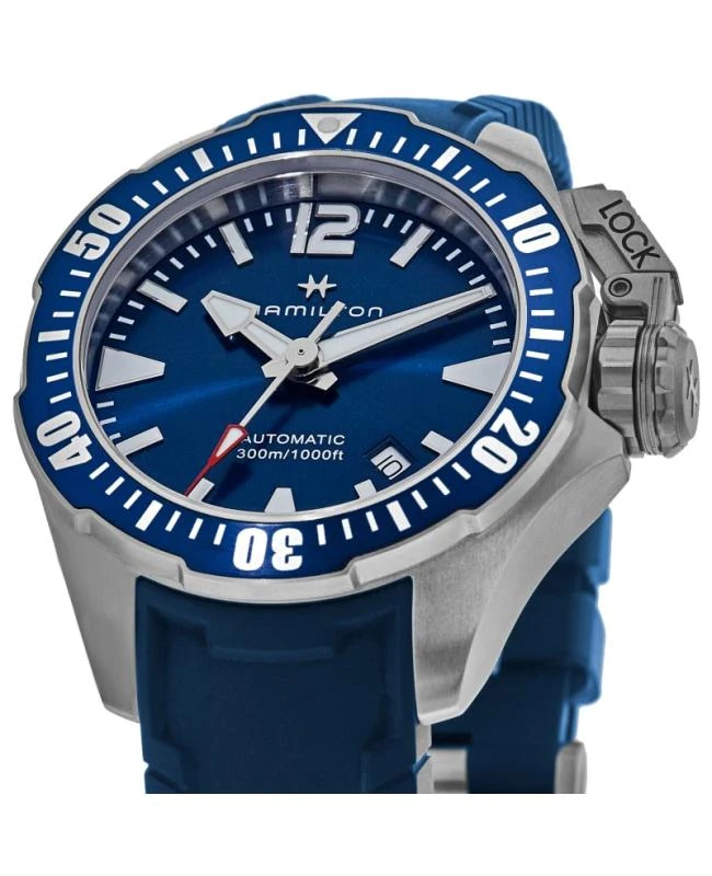 商品Hamilton|Hamilton Khaki Navy Frogman Auto Blue Dial  Men's Watch H77705345,价格¥6794,第2张图片详细描述