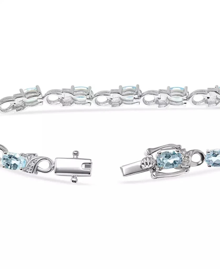 商品Macy's|Aquamarine (5 ct. tw.) & Diamond (1/20 ct. t.w.) Link Bracelet in Sterling Silver,价格¥2823,第3张图片详细描述