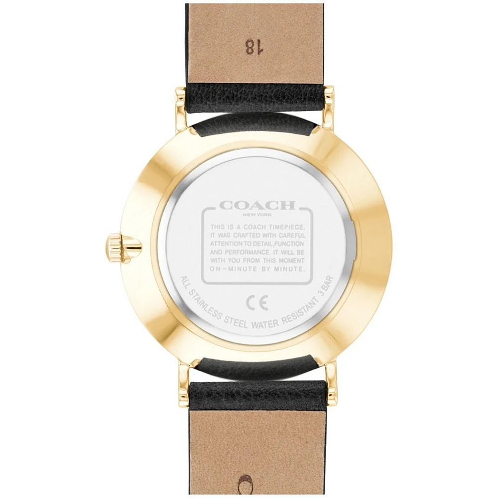 商品Coach|Women's Perry Black Leather Strap Watch,价格¥986,第3张图片详细描述
