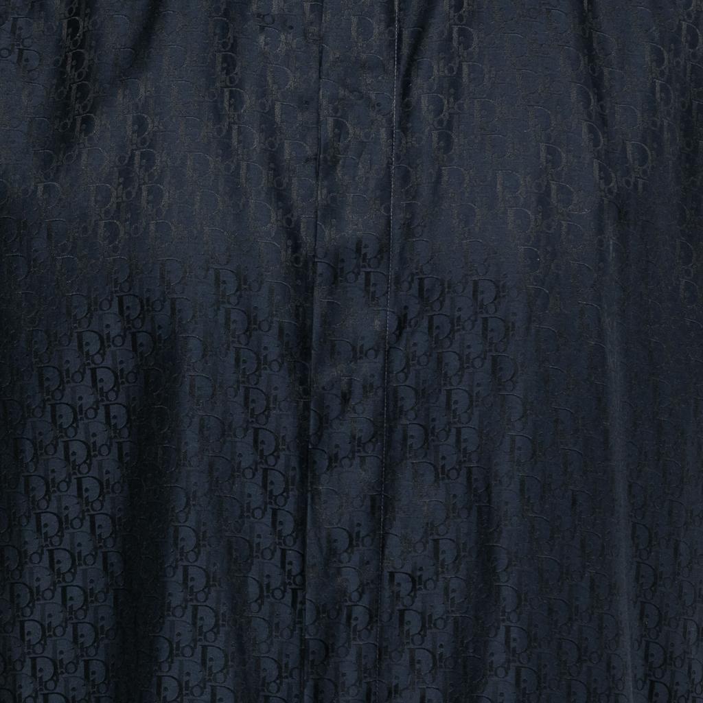 Dior Navy Blue Logo Jacquard Silk Button Front Short Sleeve Shirt L商品第3张图片规格展示