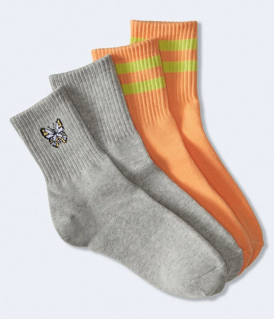 商品Aeropostale|Aeropostale Butterfly & Stripes Crew Sock 2-Pack,价格¥48,第1张图片