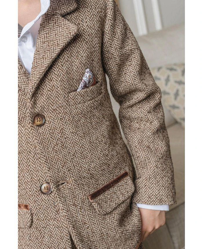 商品Petite Maison Kids|Boys' Herringbone Tweed Jacket - Baby, Little Kid, Big Kid,价格¥1195,第3张图片详细描述