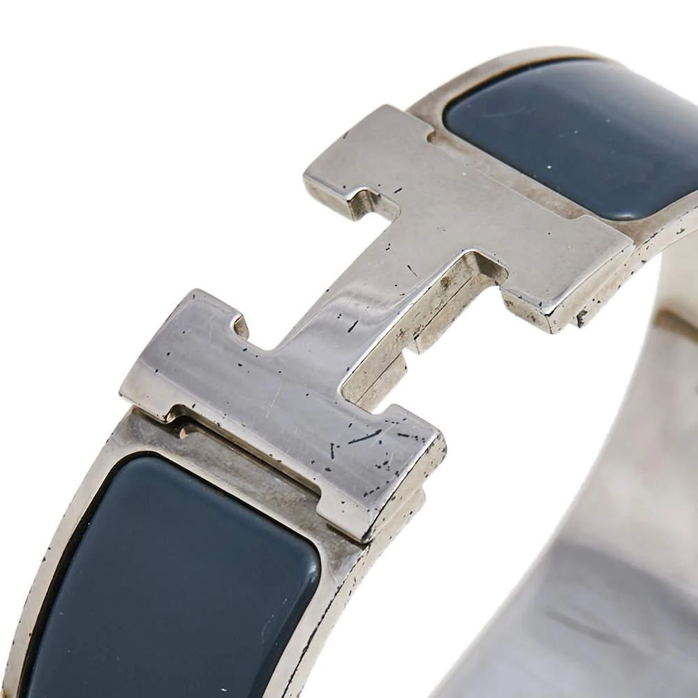 商品[二手商品] Hermes|Hermès Clic Clac H Grey Enamel Palladium Plated Wide Bracelet PM,价格¥3075,第3张图片详细描述