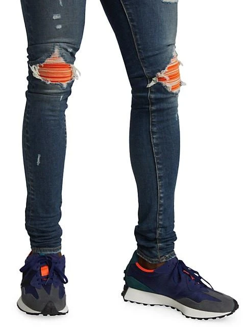 Mx1 Ultra-Suede Cracked Paint Slim-Fit Jeans 商品