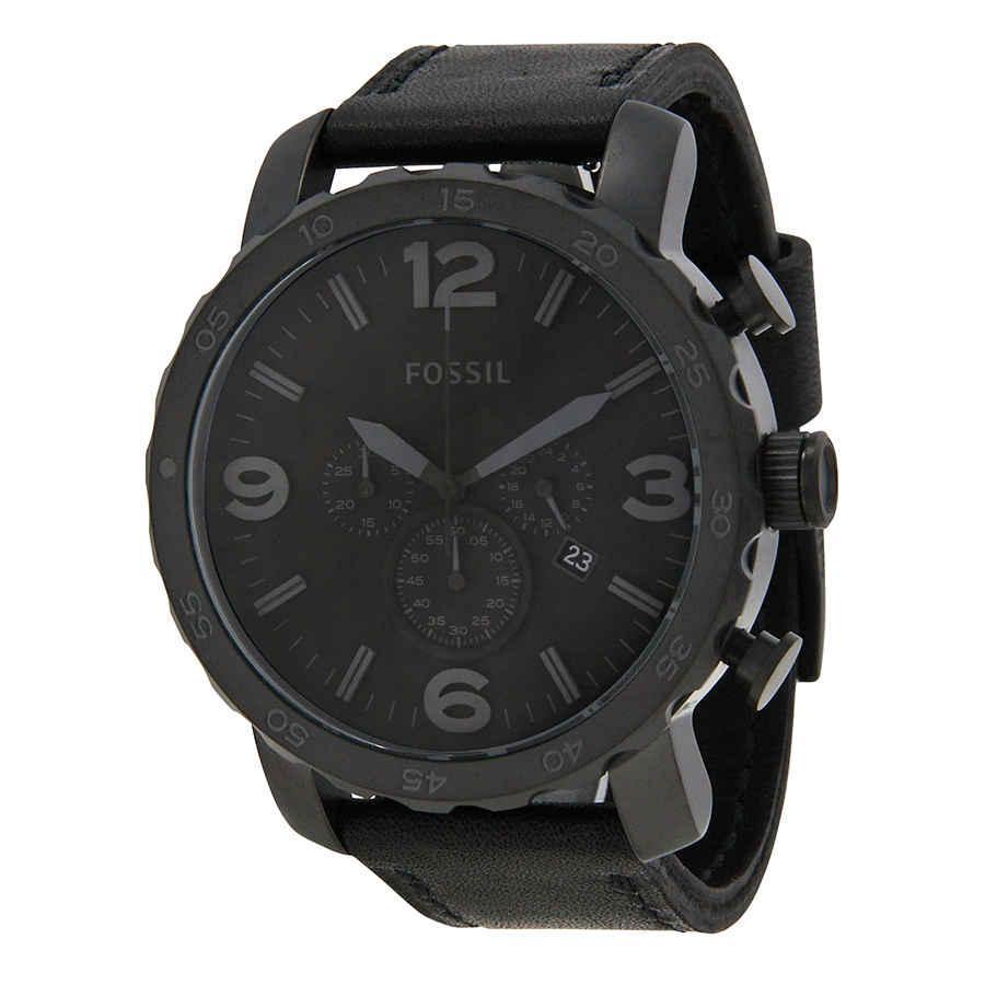 商品Fossil|Fossil Nate Chronograph Black Dial Black Ion-plated Mens Watch JR1354,价格¥668,第1张图片