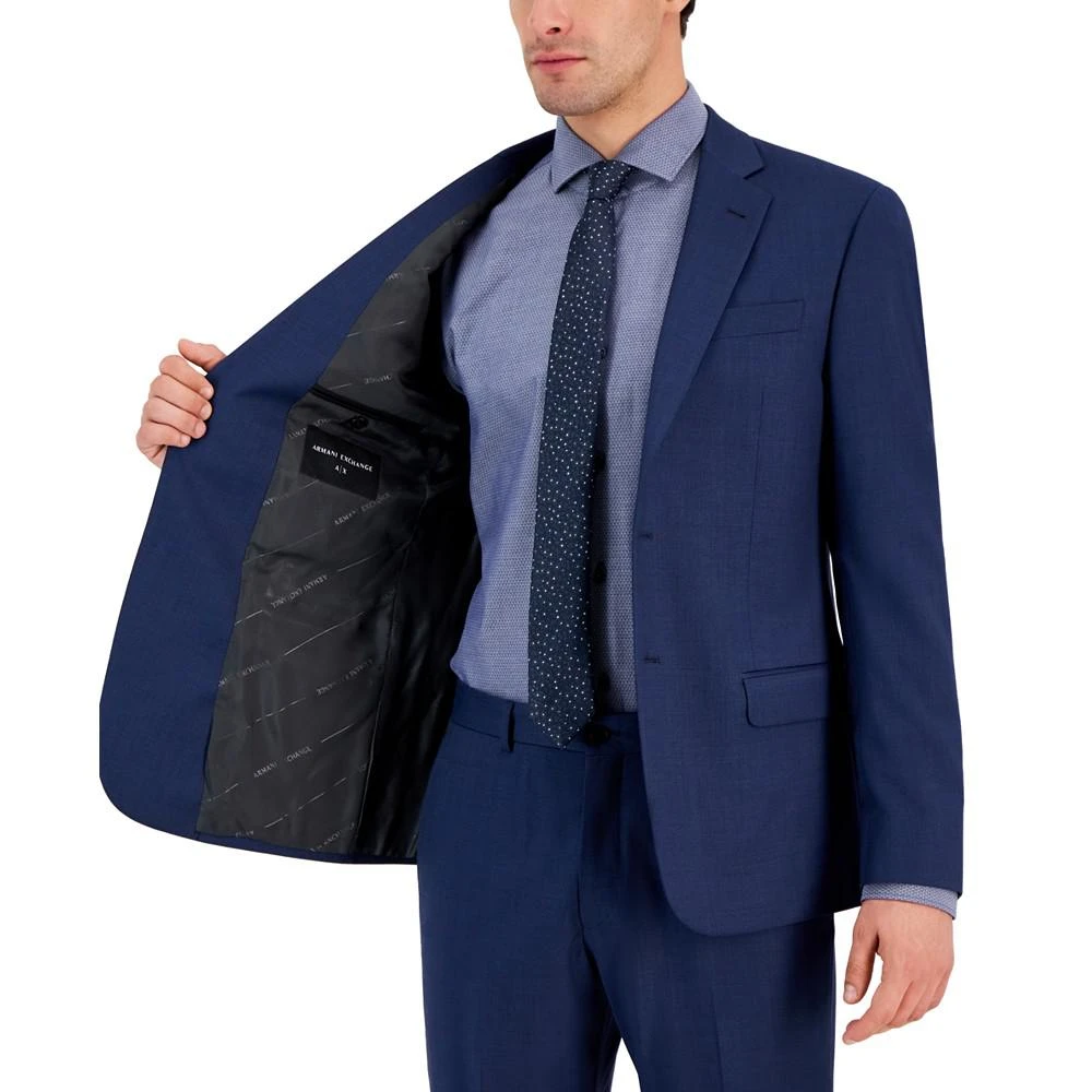 商品Armani Exchange|Men's Slim-Fit Blue Textured Wool Blend Suit Jacket,价格¥1421,第4张图片详细描述