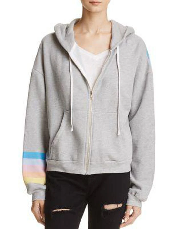 商品Wildfox|Striped Zip-Front 彩虹带帽衫,价格¥726,第1张图片