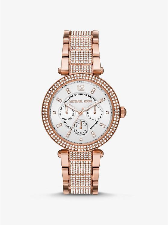 商品Michael Kors|Oversized Parker Pavé Rose Gold-Tone Watch,价格¥1533,第1张图片