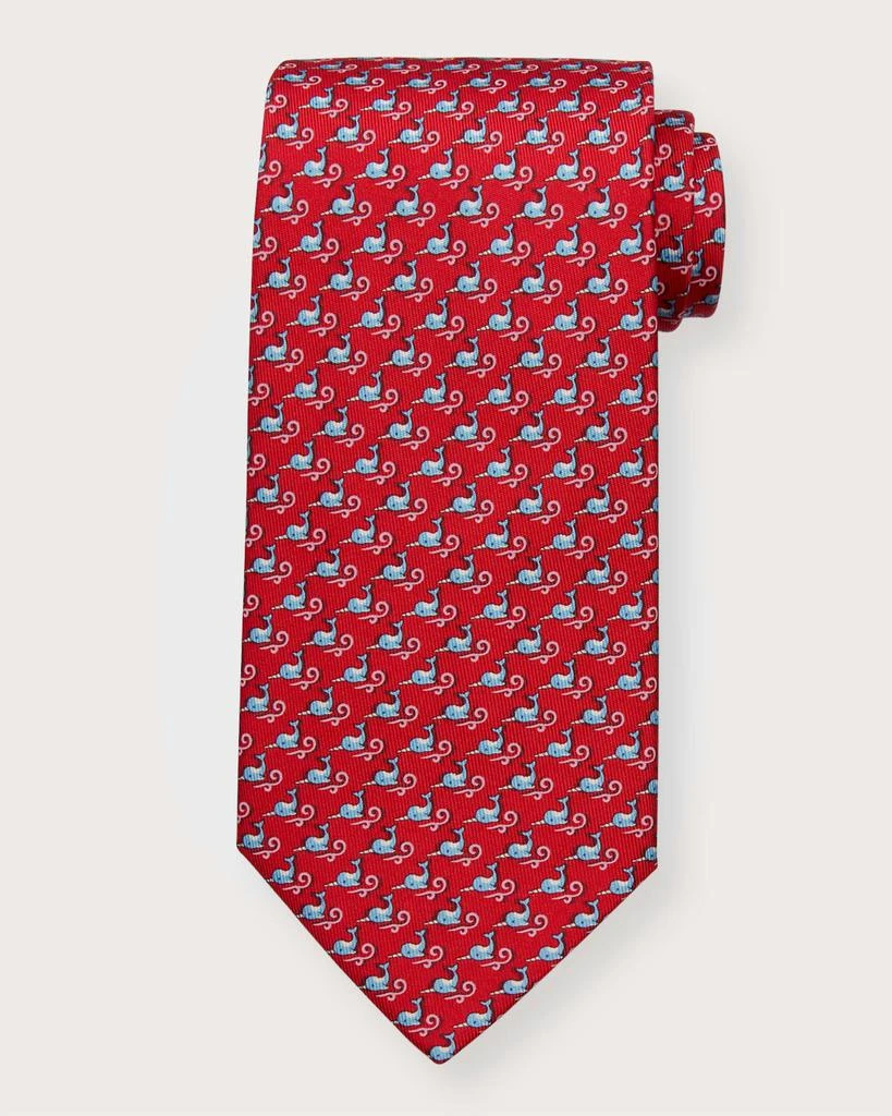 商品Salvatore Ferragamo|Men's 4-River Narwhal-Print Silk Tie,价格¥1623,第1张图片